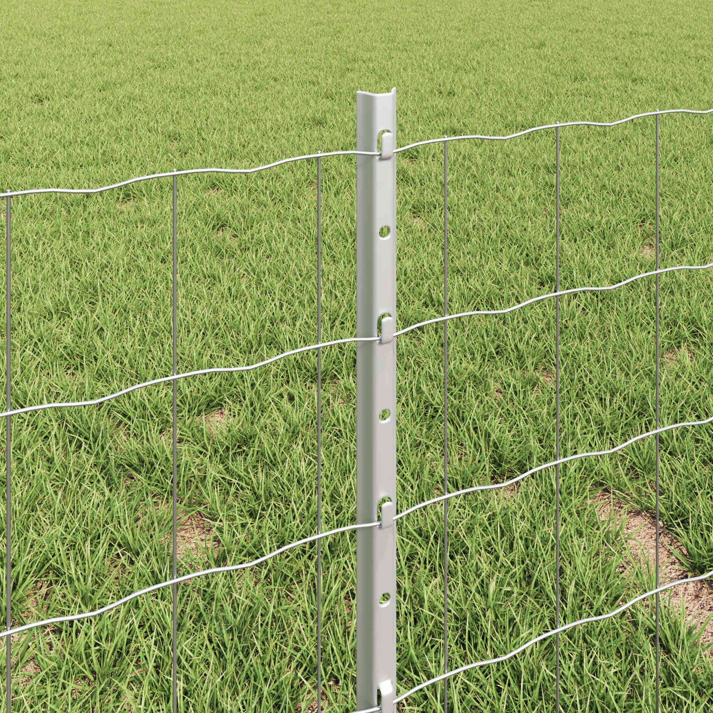 Euro Fence with Post 10 x 0.4 m Galvanised Steel Silver Mesh