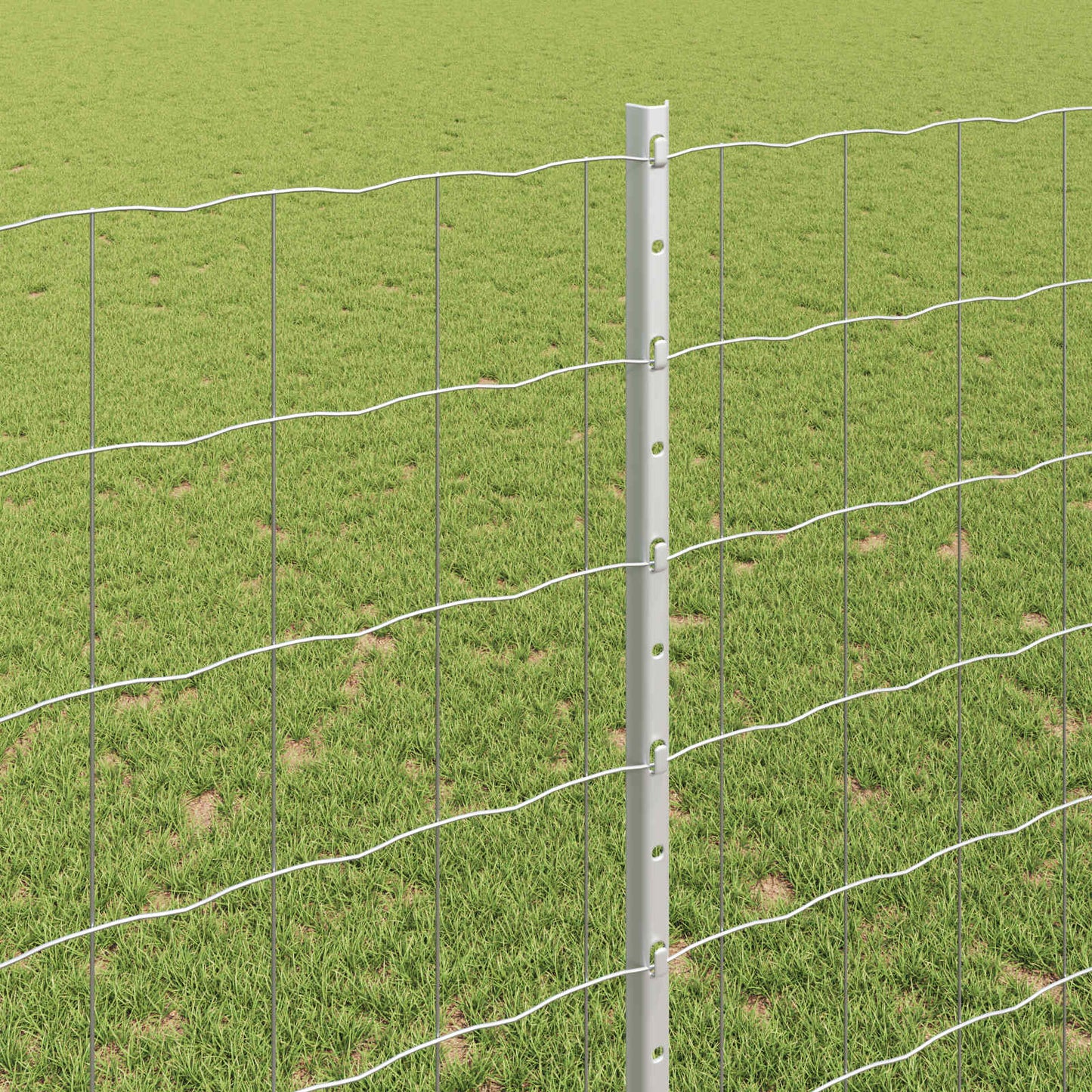 Euro Fence with Post 10 x 1.4 m Galvanised Steel Silver Mesh