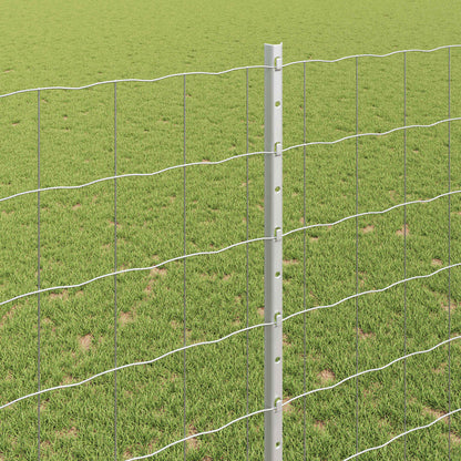 Euro Fence with Post 10 x 1.4 m Galvanised Steel Silver Mesh