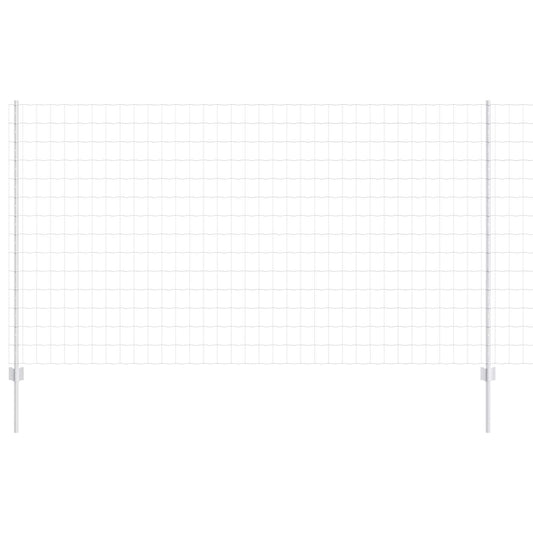 Euro Fence with Post 10 x 1.4 m Galvanised Steel Silver Mesh