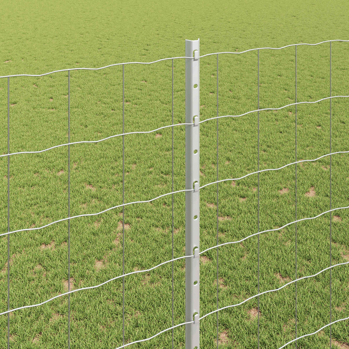 Euro Fence with Post 10 x 1.6 m Galvanised Steel Silver Mesh