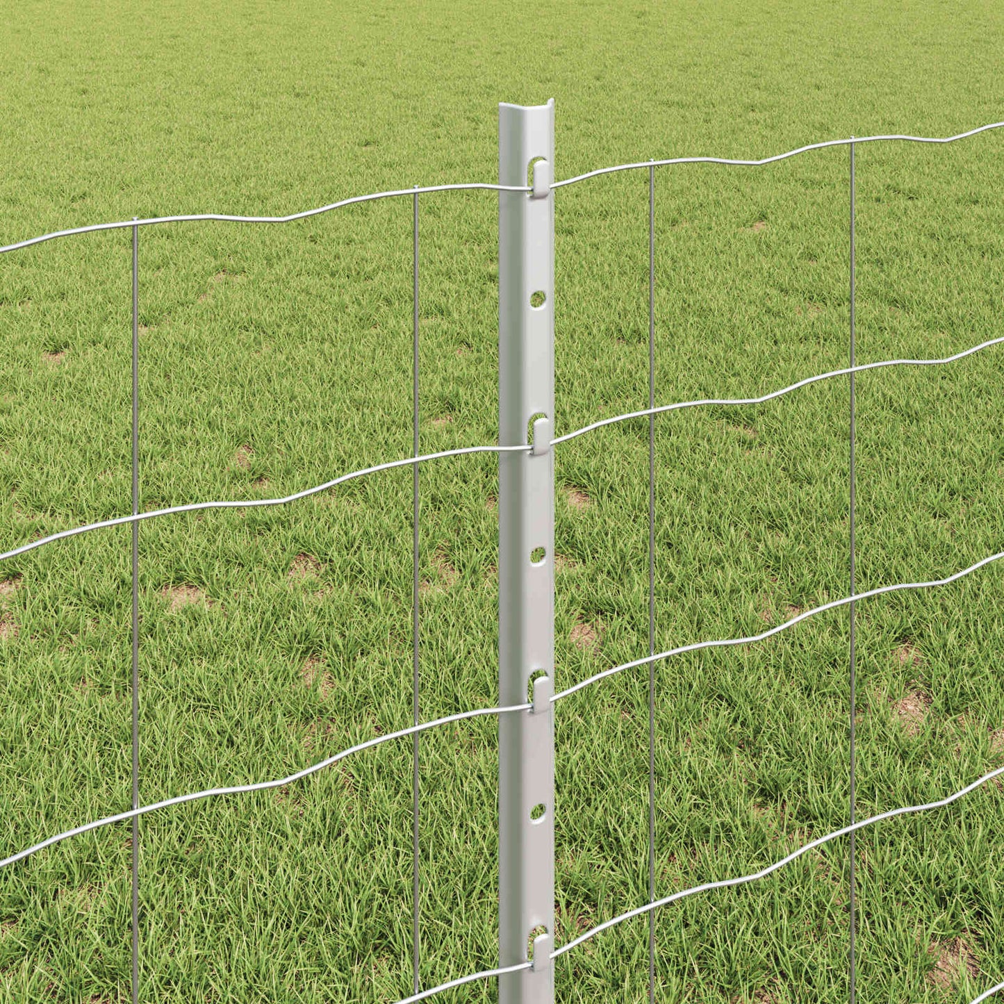 Euro Fence with Post 10 x 0.8 m Galvanised Steel Silver Mesh