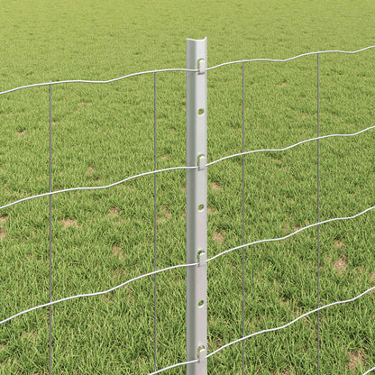 Euro Fence with Post 10 x 0.8 m Galvanised Steel Silver Mesh