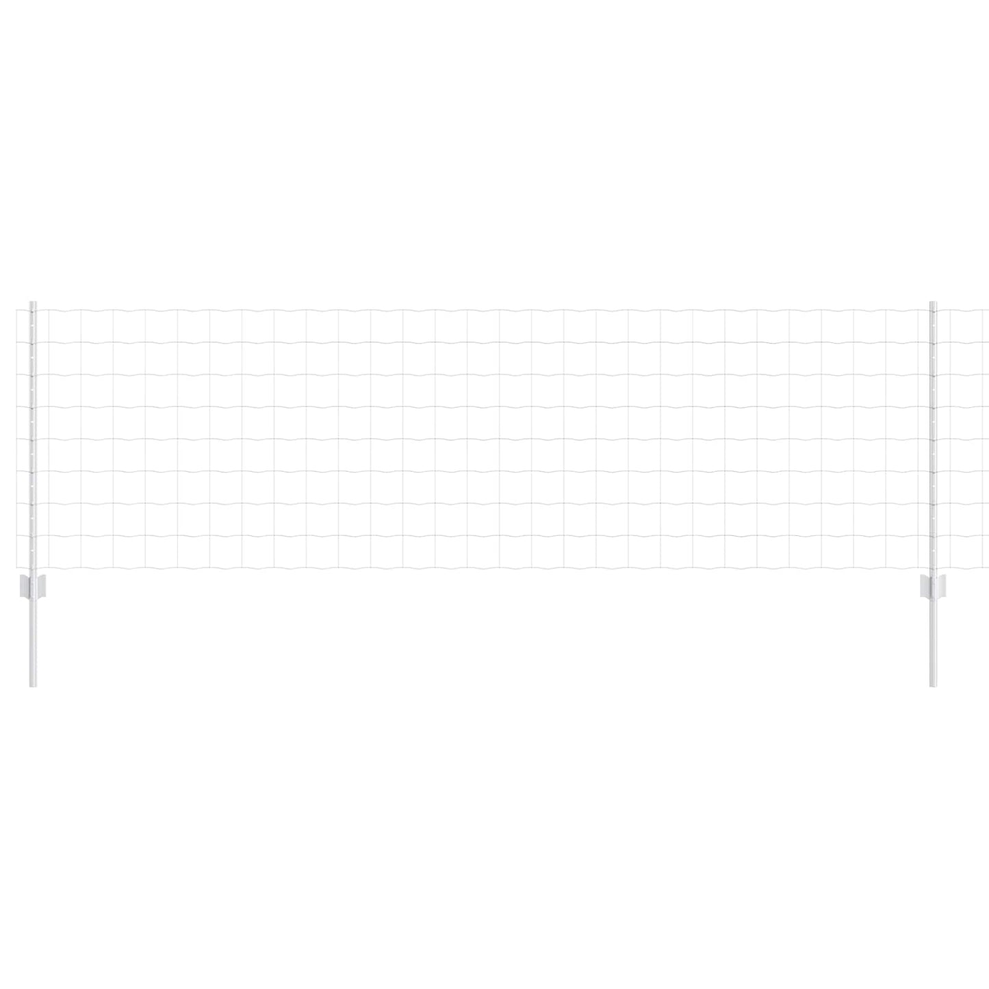 Euro Fence with Post 10 x 0.8 m Galvanised Steel Silver Mesh