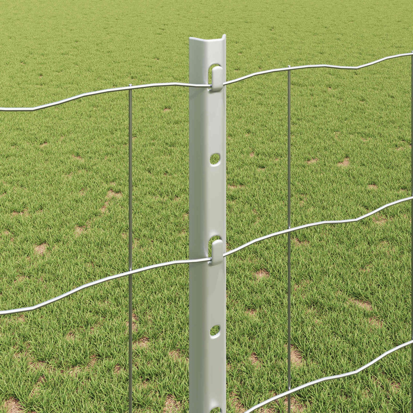 Euro Fence with Post 10 x 1.2 m Galvanised Steel Silver Mesh