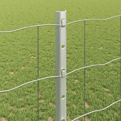 Euro Fence with Post 10 x 1.2 m Galvanised Steel Silver Mesh