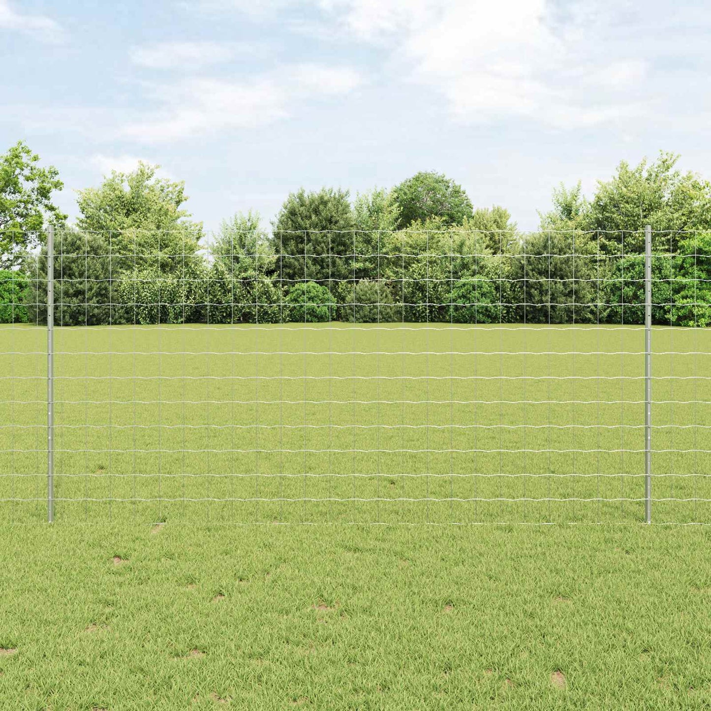 Euro Fence with Post 10 x 1.2 m Galvanised Steel Silver Mesh