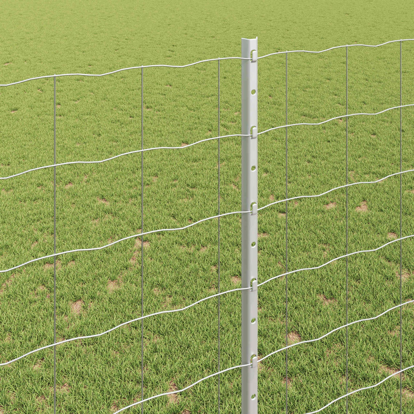 Euro Fence with Post 10 x 1.4 m Galvanised Steel Silver Mesh