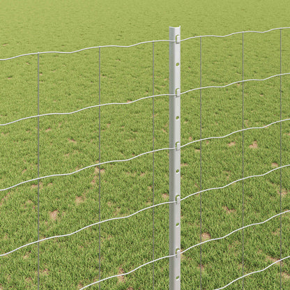 Euro Fence with Post 10 x 1.4 m Galvanised Steel Silver Mesh