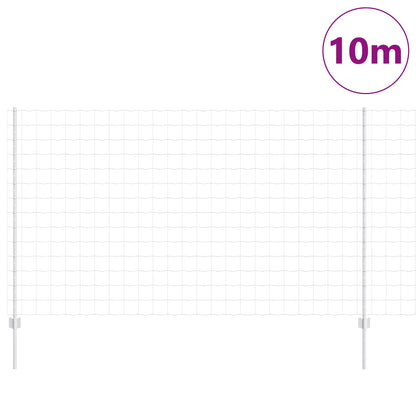 Euro Fence with Post 10 x 1.4 m Galvanised Steel Silver Mesh