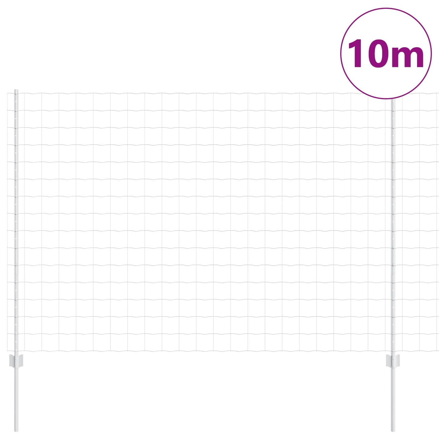 Euro Fence with Post 10 x 1.6 m Galvanised Steel Silver Mesh