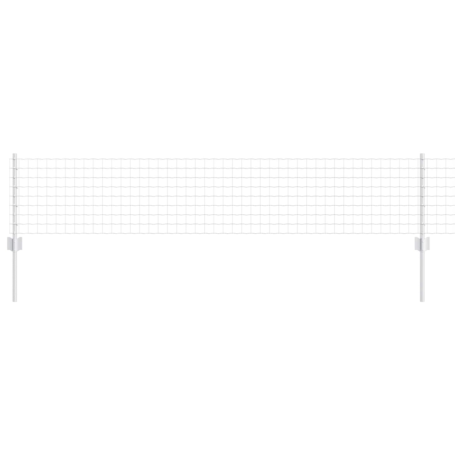 Euro Fence with Post 25 x 0.4 m Galvanised Steel Silver Mesh