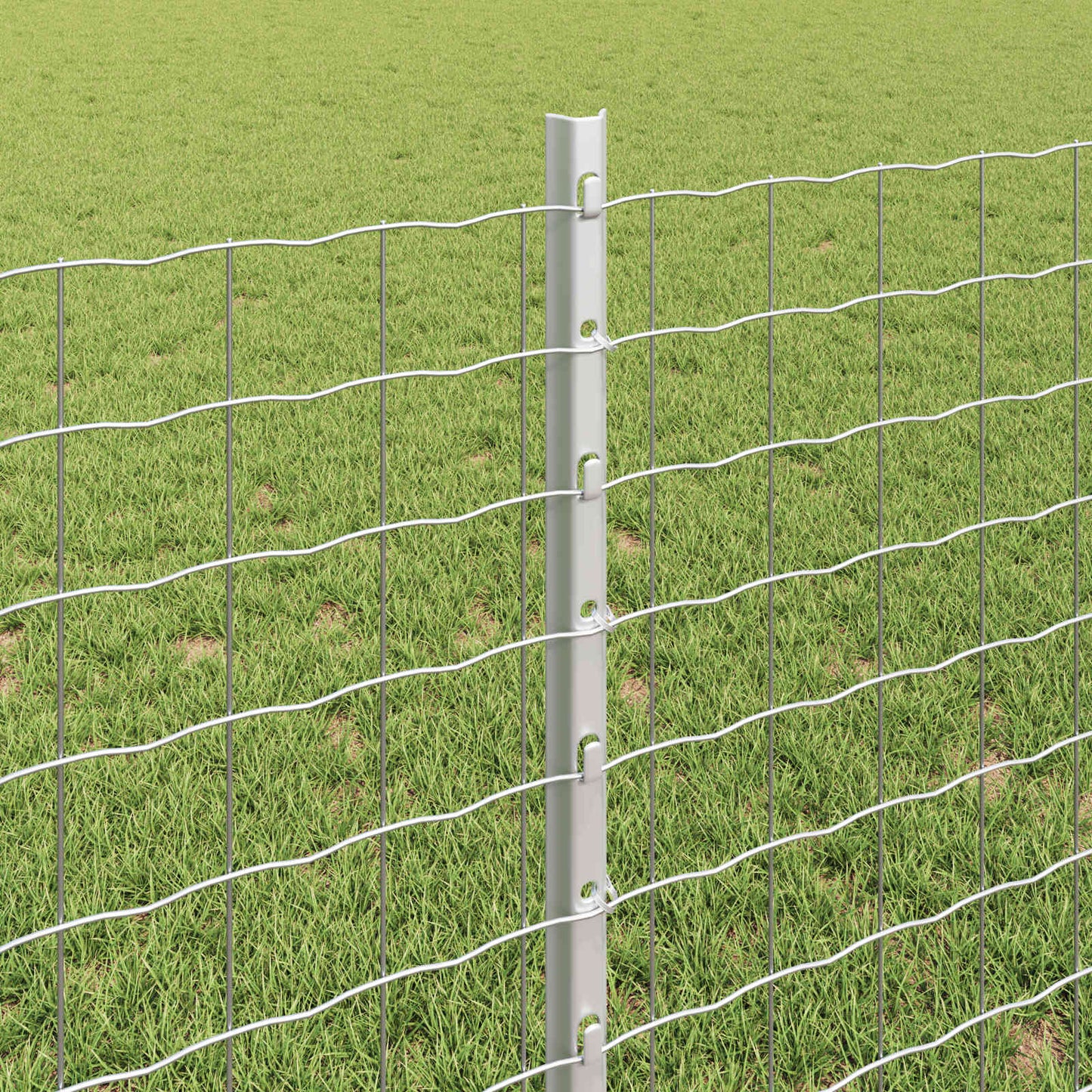 Euro Fence with Post 25 x 0.8 m Galvanised Steel Silver Mesh