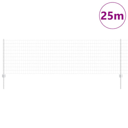 Euro Fence with Post 25 x 0.8 m Galvanised Steel Silver Mesh