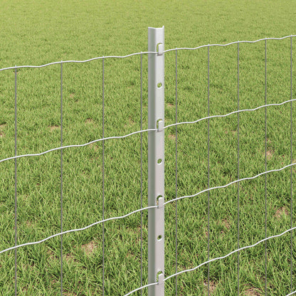 Euro Fence with Post 25 x 0.6 m Galvanised Steel Silver Mesh