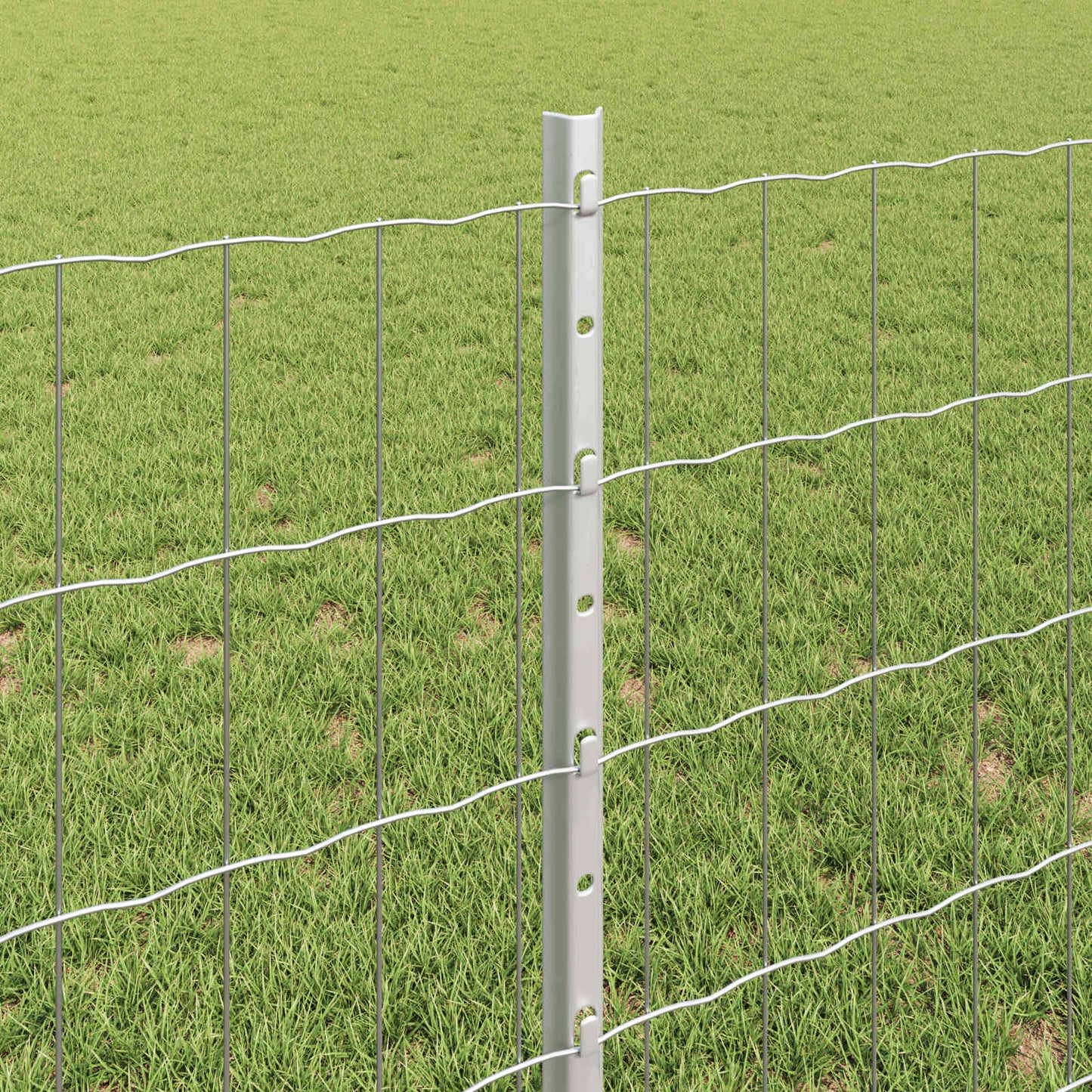 Euro Fence with Post 25 x 0.8 m Galvanised Steel Silver Mesh
