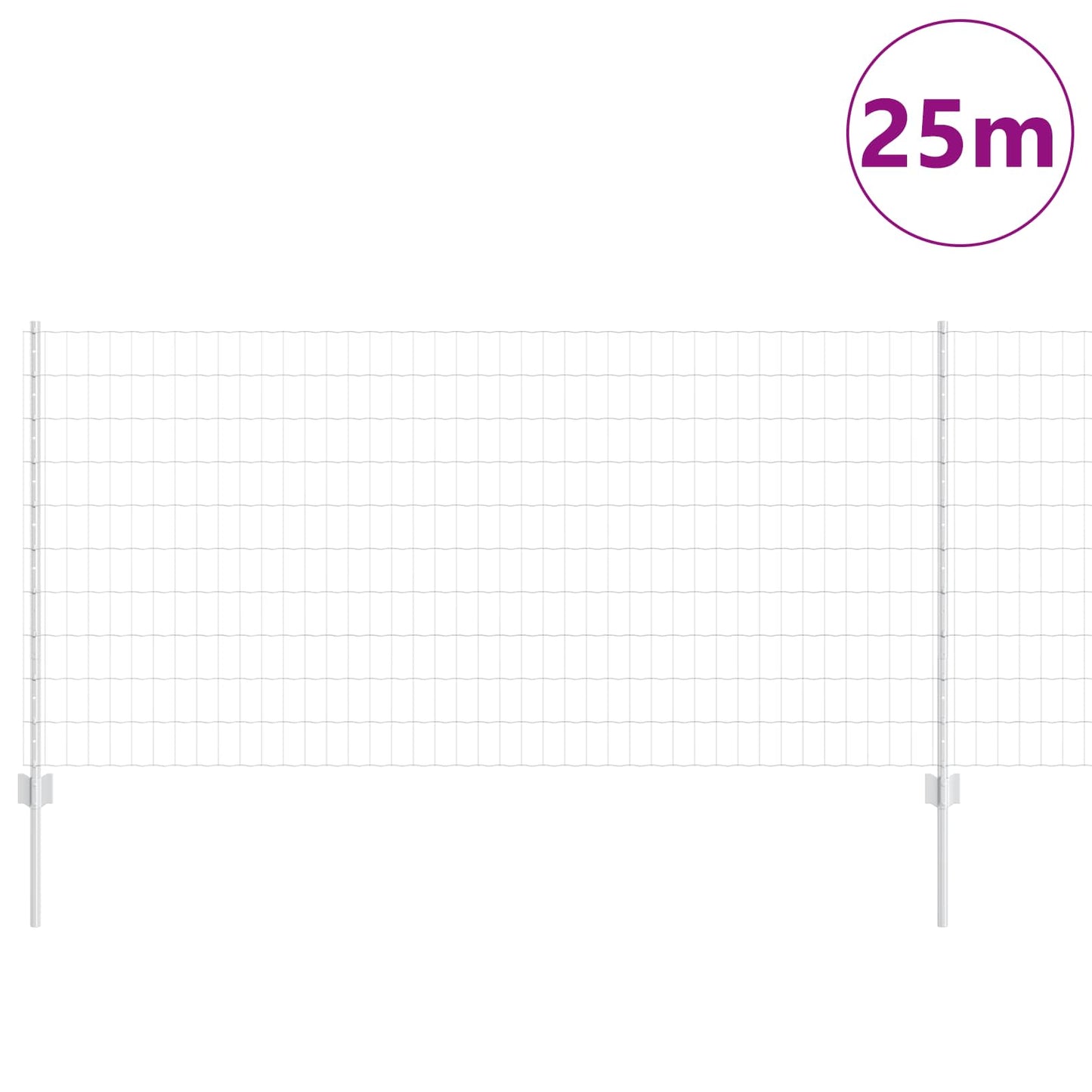 Euro Fence with Post 25 x 1 m Galvanised Steel Silver Mesh