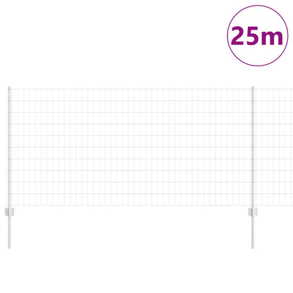 Euro Fence with Post 25 x 1 m Galvanised Steel Silver Mesh