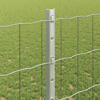 Euro Fence with Post 25 x 1.2 m Galvanised Steel Silver Mesh