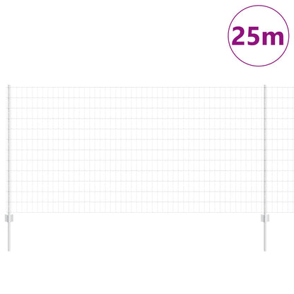Euro Fence with Post 25 x 1.2 m Galvanised Steel Silver Mesh