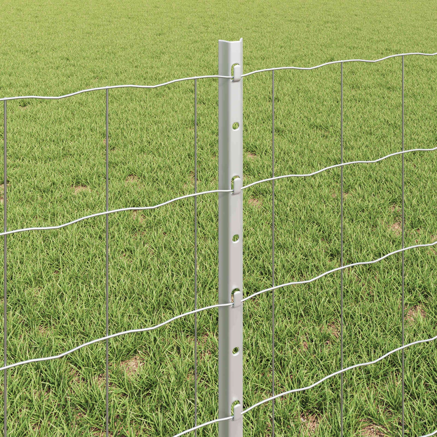 Euro Fence with Post 25 x 0.6 m Galvanised Steel Silver Mesh