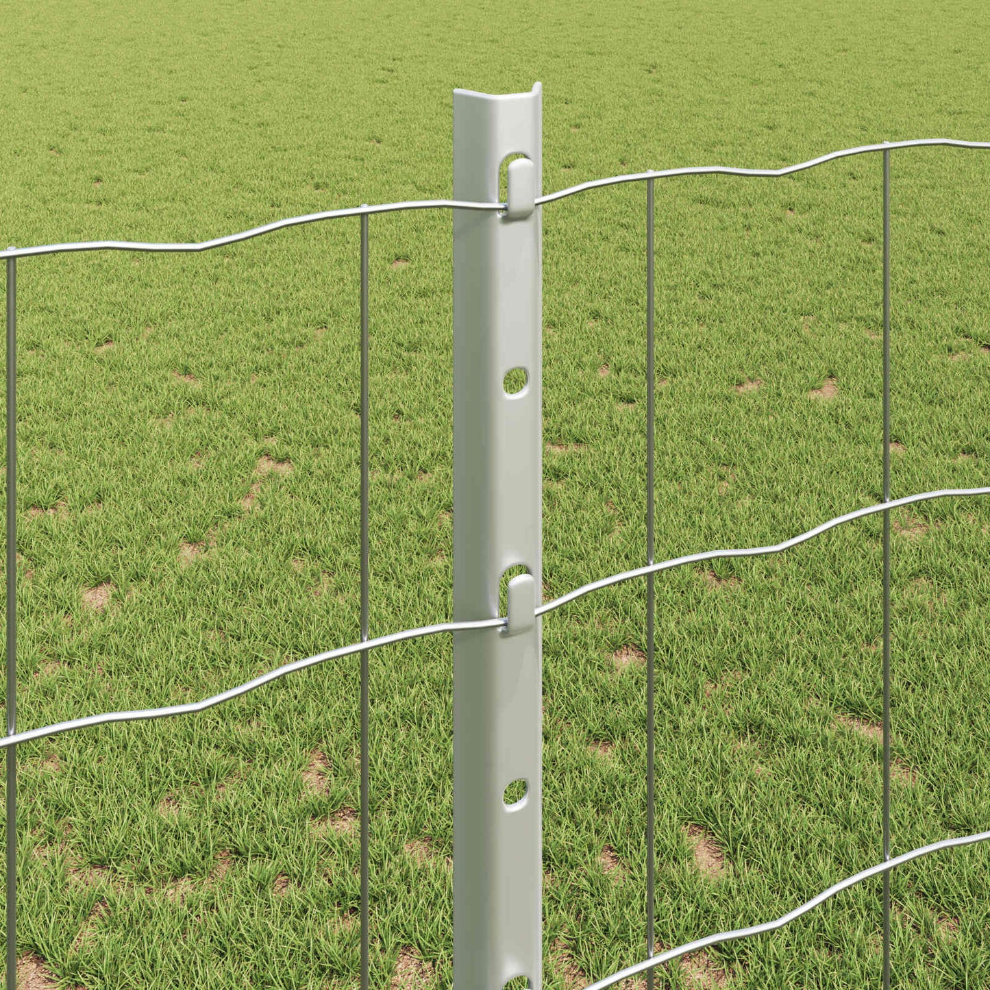 Euro Fence with Post 25 x 1.2 m Galvanised Steel Silver Mesh
