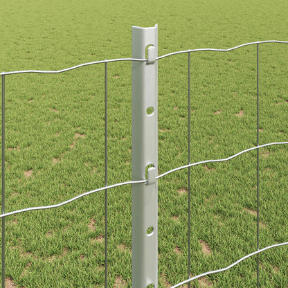 Euro Fence with Post 25 x 1.2 m Galvanised Steel Silver Mesh