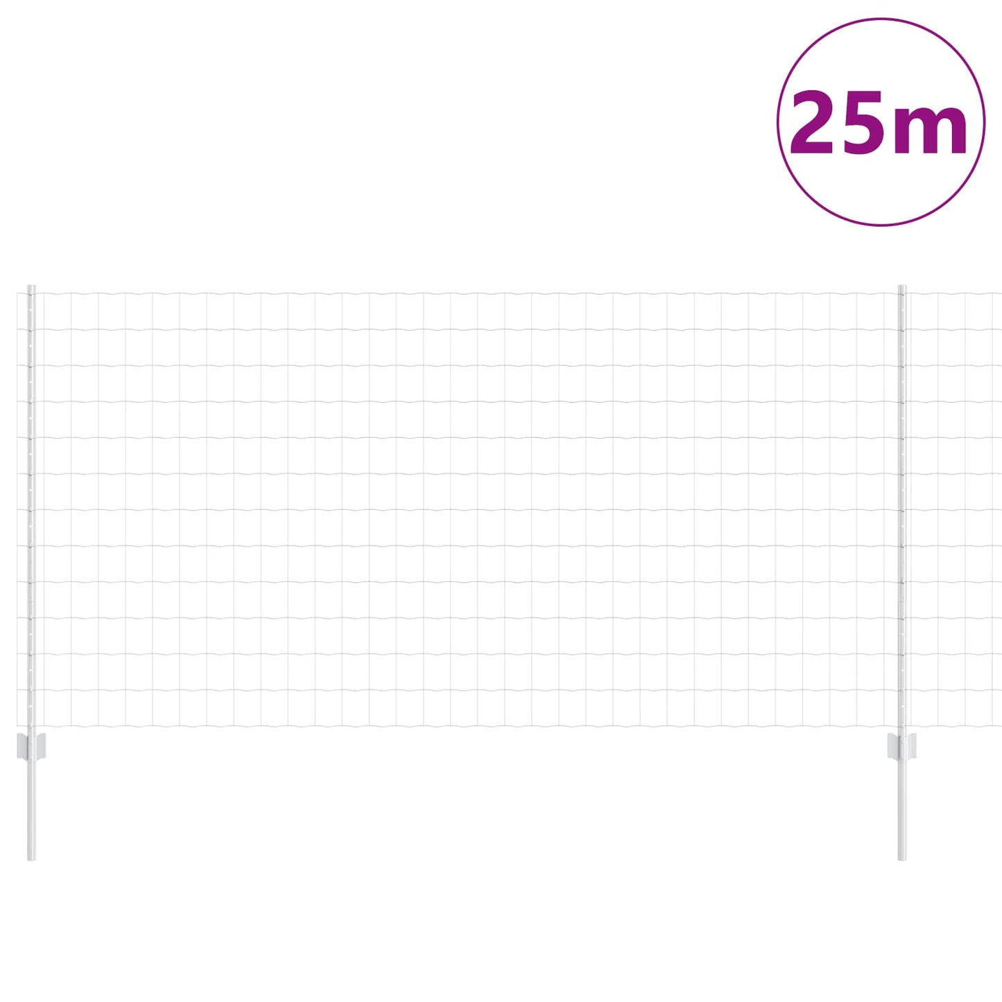 Euro Fence with Post 25 x 1.2 m Galvanised Steel Silver Mesh