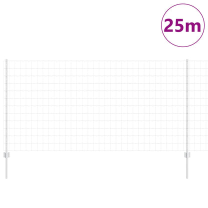 Euro Fence with Post 25 x 1.2 m Galvanised Steel Silver Mesh