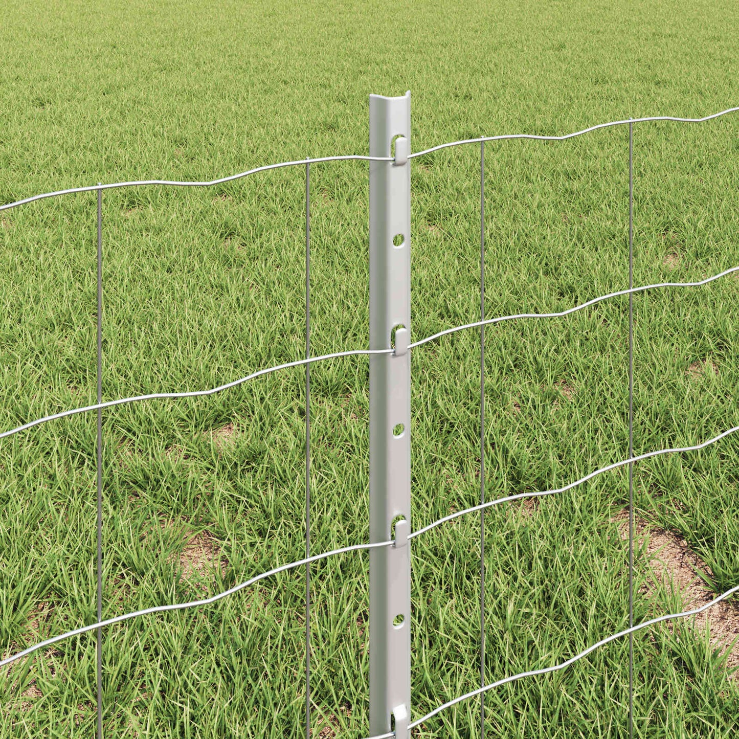 Euro Fence with Post 25 x 0.4 m Galvanised Steel Silver Mesh