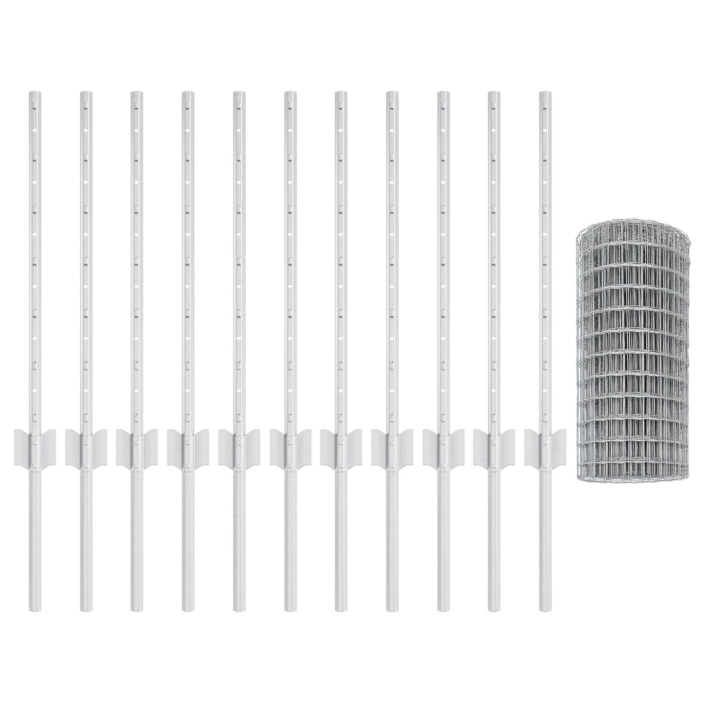 Euro Fence with Post 25 x 0.6 m Galvanised Steel Silver Mesh