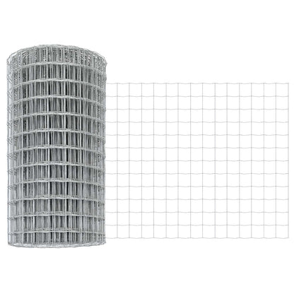 Euro Fence with Post 25 x 0.6 m Galvanised Steel Silver Mesh