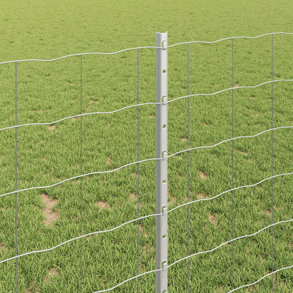 Euro Fence with Post 25 x 1 m Galvanised Steel Silver Mesh