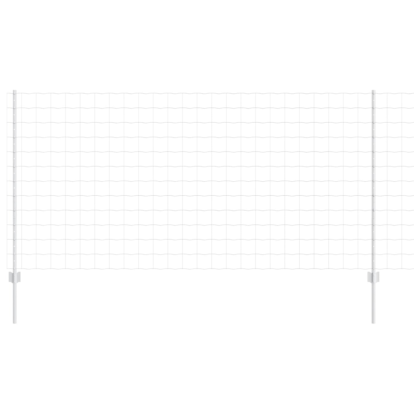 Euro Fence with Post 25 x 1.2 m Galvanised Steel Silver Mesh
