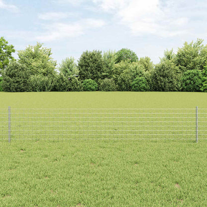 Euro Fence with Post 50 x 0.4 m Galvanised Steel Silver Mesh