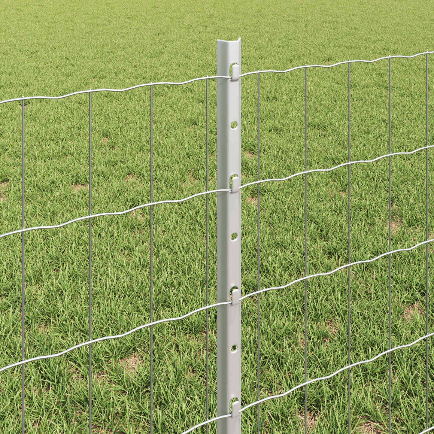 Euro Fence with Post 50 x 0.6 m Galvanised Steel Silver Mesh