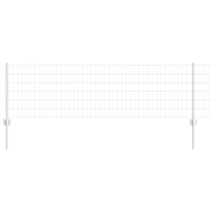 Euro Fence with Post 50 x 0.6 m Galvanised Steel Silver Mesh
