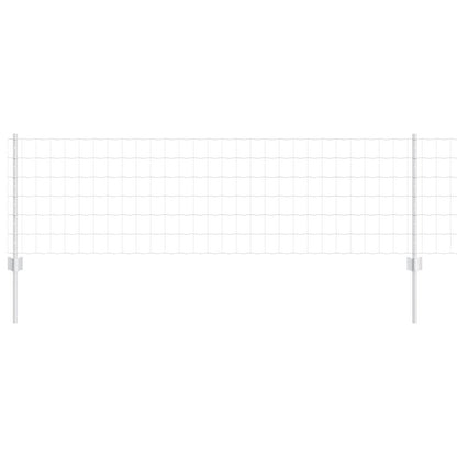 Euro Fence with Post 50 x 0.6 m Galvanised Steel Silver Mesh