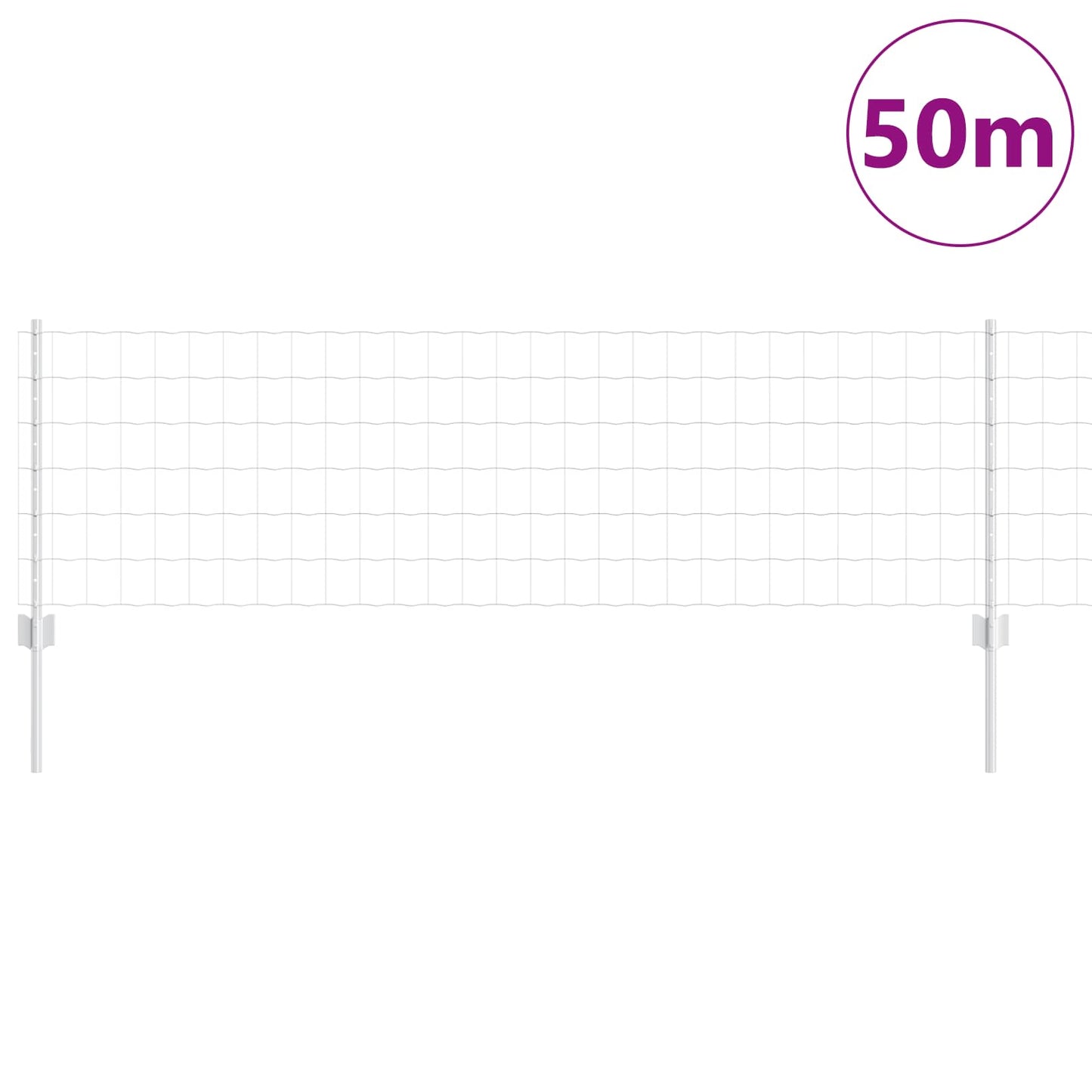 Euro Fence with Post 50 x 0.6 m Galvanised Steel Silver Mesh