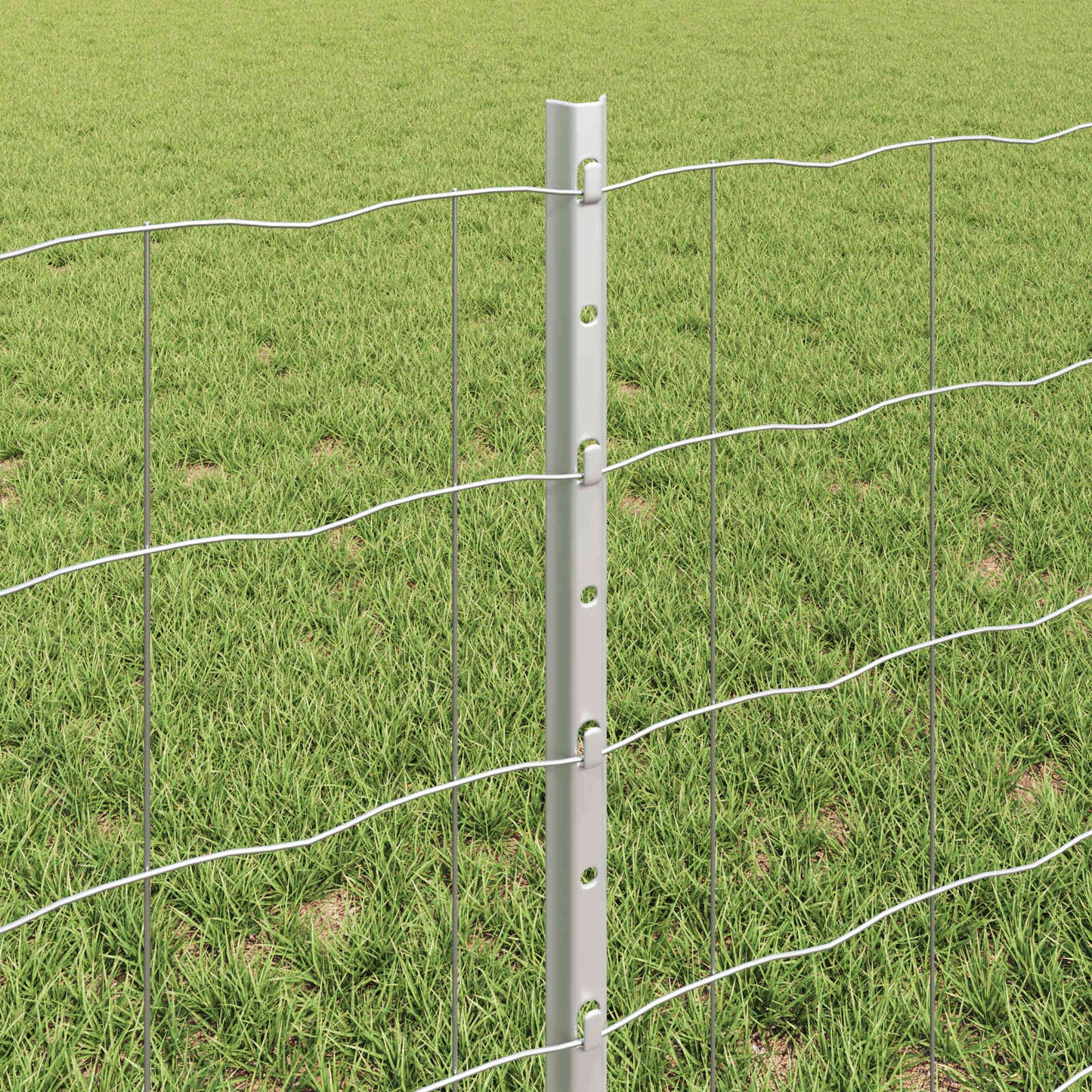 Euro Fence with Post 50 x 0.6 m Galvanised Steel Silver Mesh