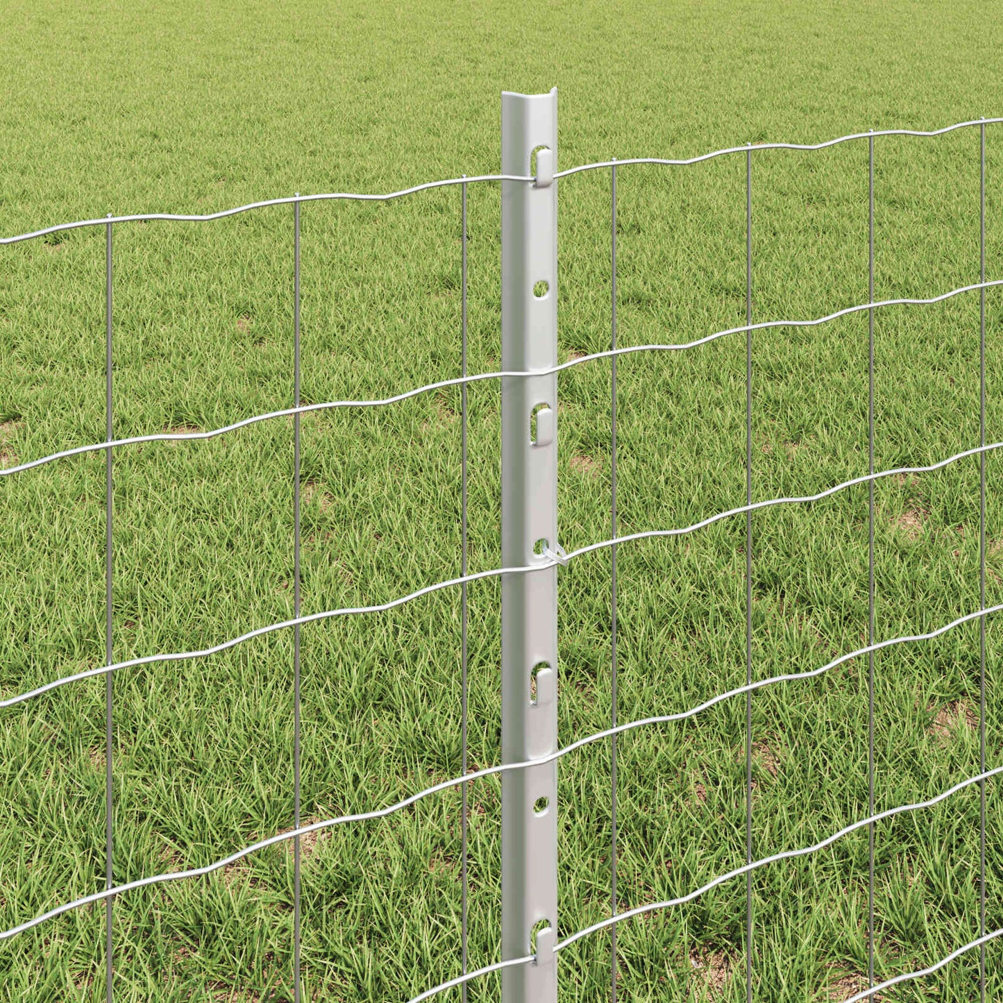Euro Fence with Post 10 x 0.6 m Galvanised Steel Silver Mesh