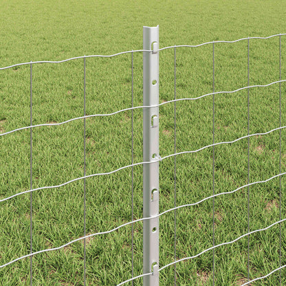 Euro Fence with Post 10 x 0.6 m Galvanised Steel Silver Mesh