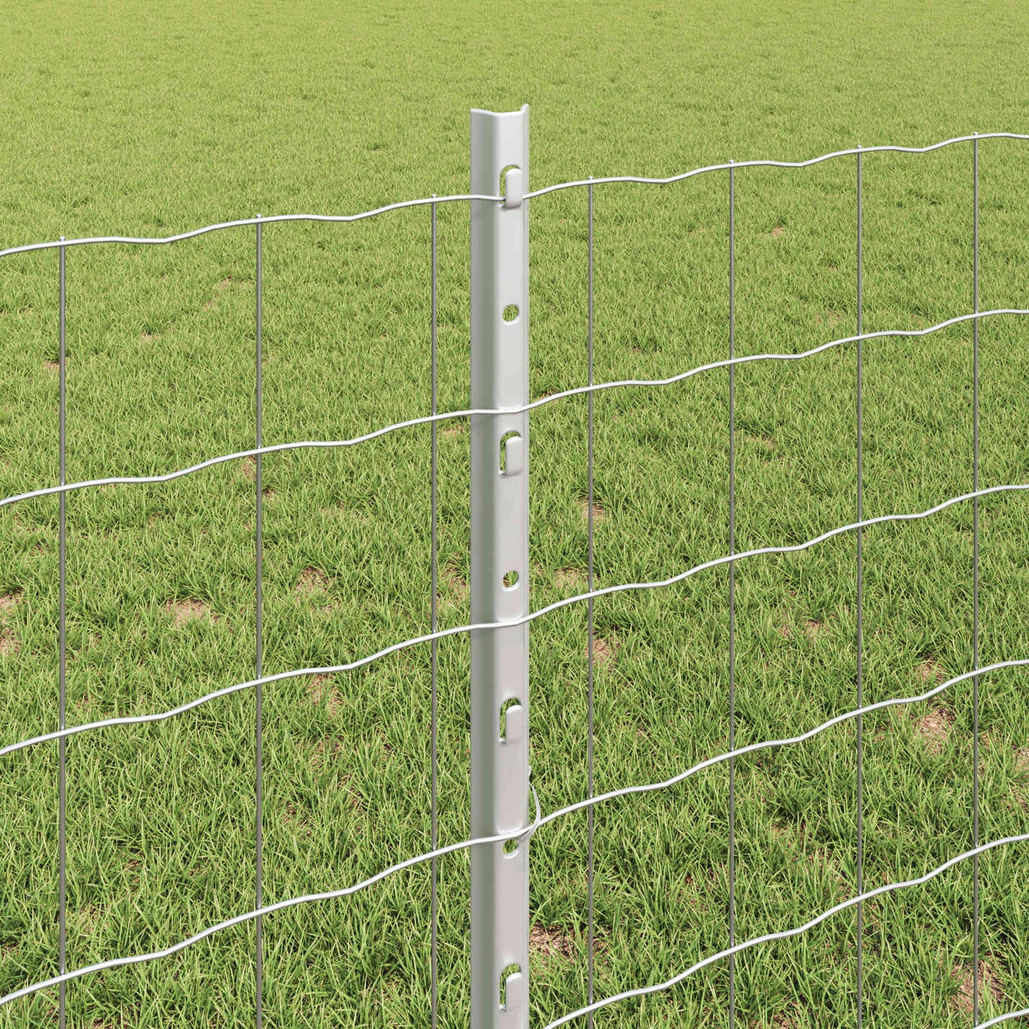 Euro Fence with Post 10 x 0.8 m Galvanised Steel Silver Mesh