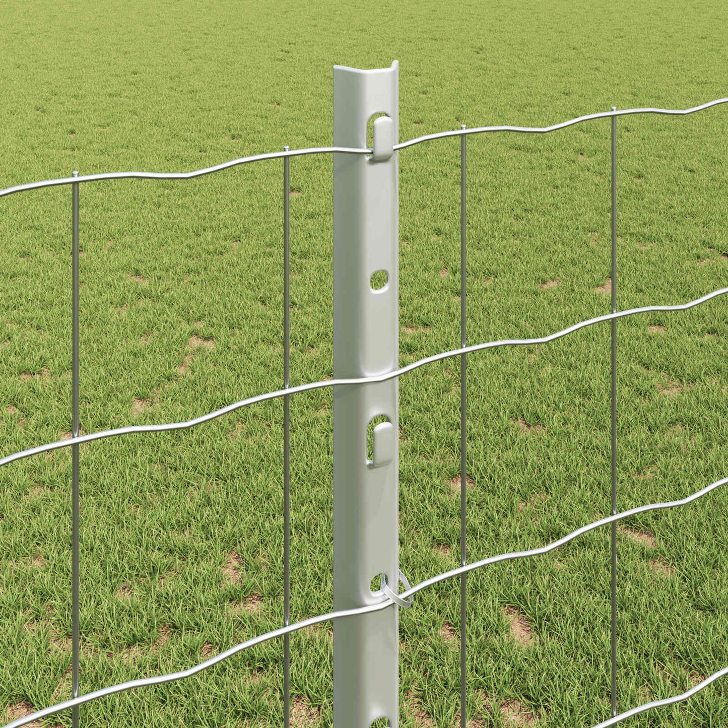 Euro Fence with Post 10 x 1.2 m Galvanised Steel Silver Mesh