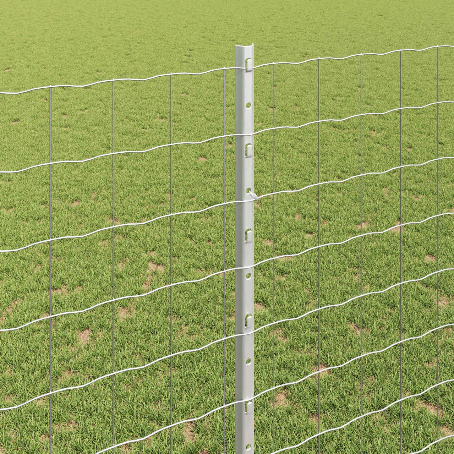 Euro Fence with Post 10 x 1.4 m Galvanised Steel Silver Mesh