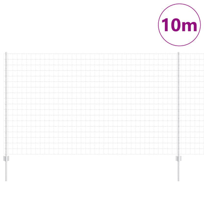 Euro Fence with Post 10 x 1.4 m Galvanised Steel Silver Mesh