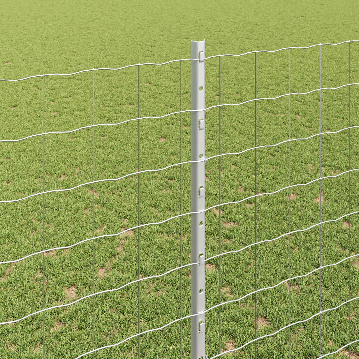 Euro Fence with Post 10 x 1.6 m Galvanised Steel Silver Mesh