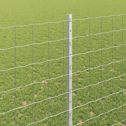 Euro Fence with Post 10 x 1.6 m Galvanised Steel Silver Mesh