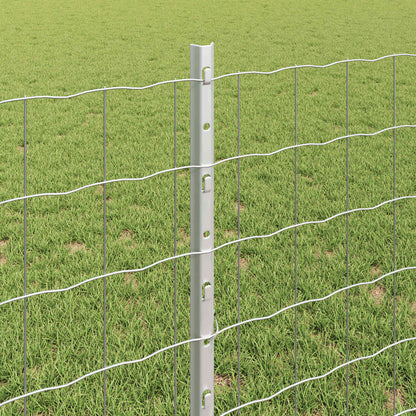 Euro Fence with Post 25 x 0.8 m Galvanised Steel Silver Mesh