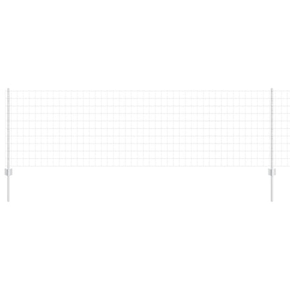 Euro Fence with Post 25 x 0.8 m Galvanised Steel Silver Mesh